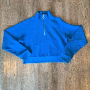 Half Zip Mock Neck Ribbed Hoodie